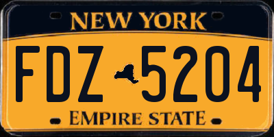 NY license plate FDZ5204