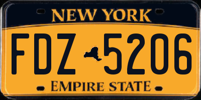 NY license plate FDZ5206