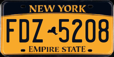 NY license plate FDZ5208