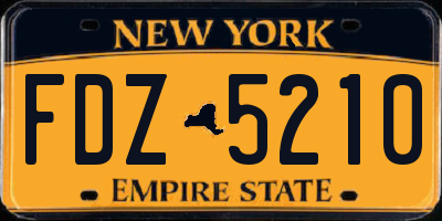 NY license plate FDZ5210