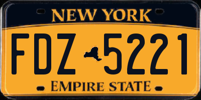 NY license plate FDZ5221