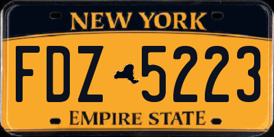 NY license plate FDZ5223