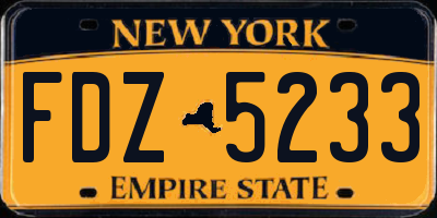 NY license plate FDZ5233