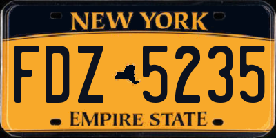 NY license plate FDZ5235