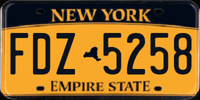 NY license plate FDZ5258