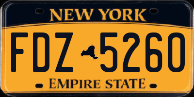 NY license plate FDZ5260