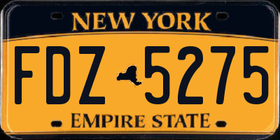 NY license plate FDZ5275