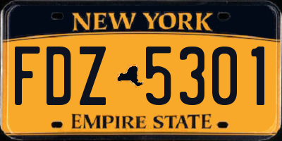 NY license plate FDZ5301