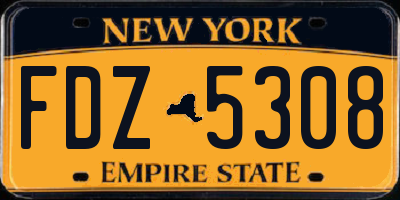 NY license plate FDZ5308