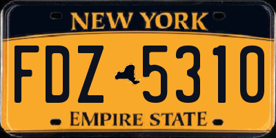 NY license plate FDZ5310