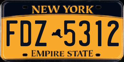 NY license plate FDZ5312