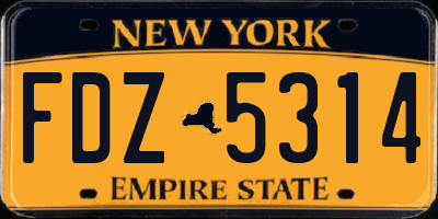 NY license plate FDZ5314