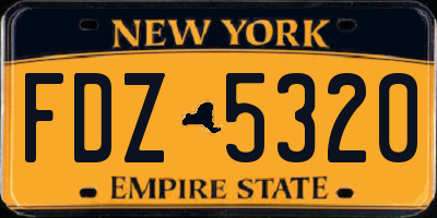 NY license plate FDZ5320