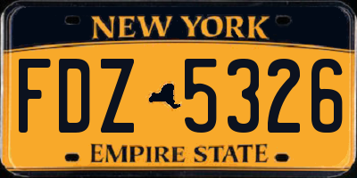 NY license plate FDZ5326