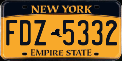NY license plate FDZ5332