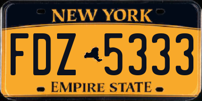 NY license plate FDZ5333
