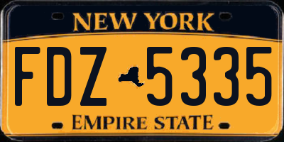 NY license plate FDZ5335