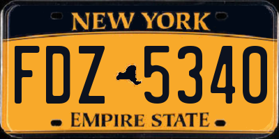 NY license plate FDZ5340