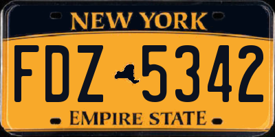 NY license plate FDZ5342