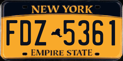 NY license plate FDZ5361