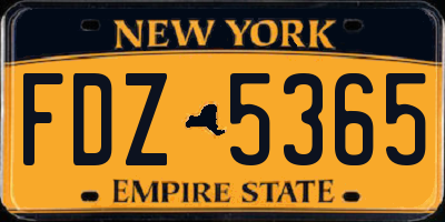 NY license plate FDZ5365
