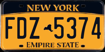 NY license plate FDZ5374