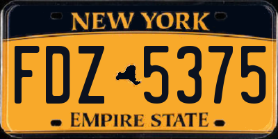 NY license plate FDZ5375