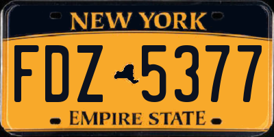 NY license plate FDZ5377