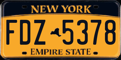 NY license plate FDZ5378