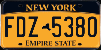 NY license plate FDZ5380
