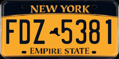 NY license plate FDZ5381