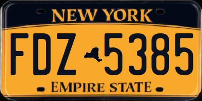 NY license plate FDZ5385