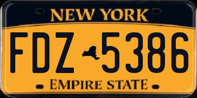 NY license plate FDZ5386