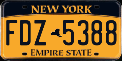 NY license plate FDZ5388