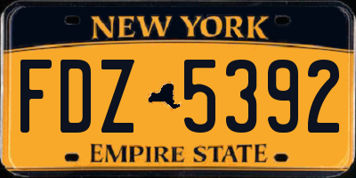 NY license plate FDZ5392