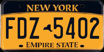 NY license plate FDZ5402