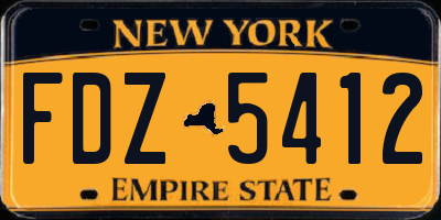 NY license plate FDZ5412