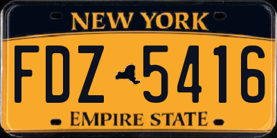 NY license plate FDZ5416
