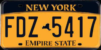 NY license plate FDZ5417