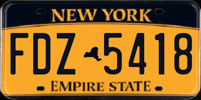 NY license plate FDZ5418