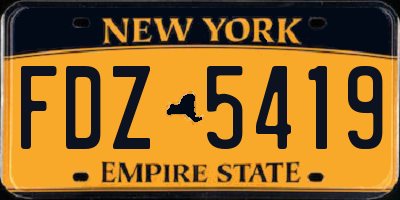 NY license plate FDZ5419
