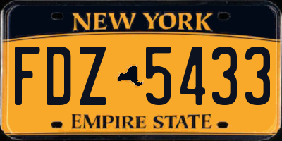 NY license plate FDZ5433