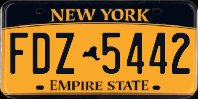 NY license plate FDZ5442