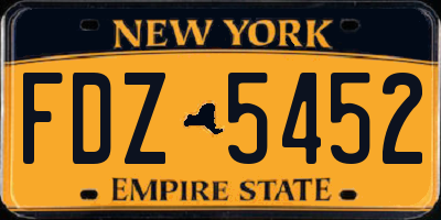 NY license plate FDZ5452