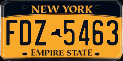 NY license plate FDZ5463