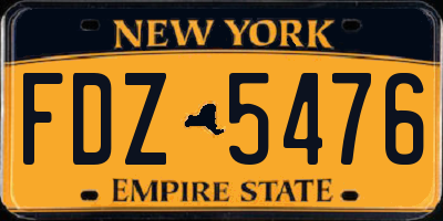 NY license plate FDZ5476
