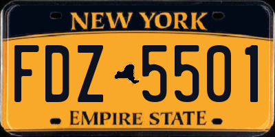 NY license plate FDZ5501