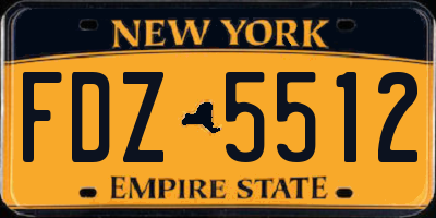 NY license plate FDZ5512
