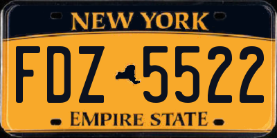 NY license plate FDZ5522