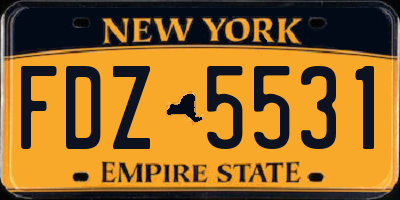NY license plate FDZ5531